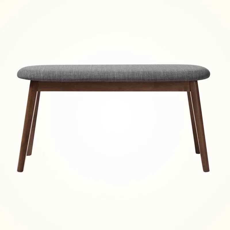 Easton Dark Grey Fabric & Walnut Wood Mid-Century Modern Bench
