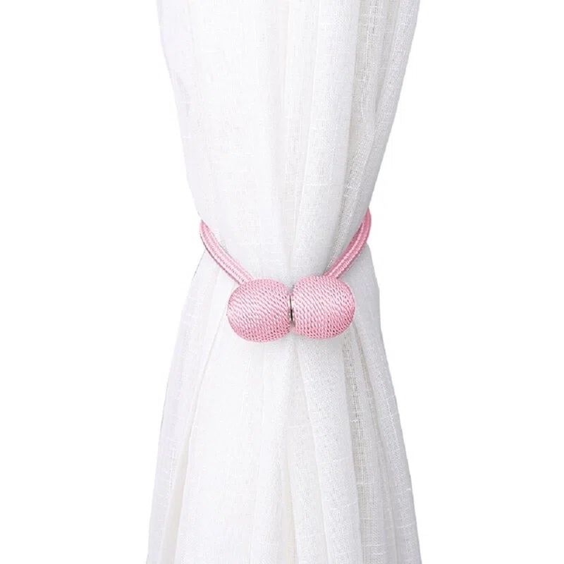 Pink Fabric Magnetic Curtain Tieback Set