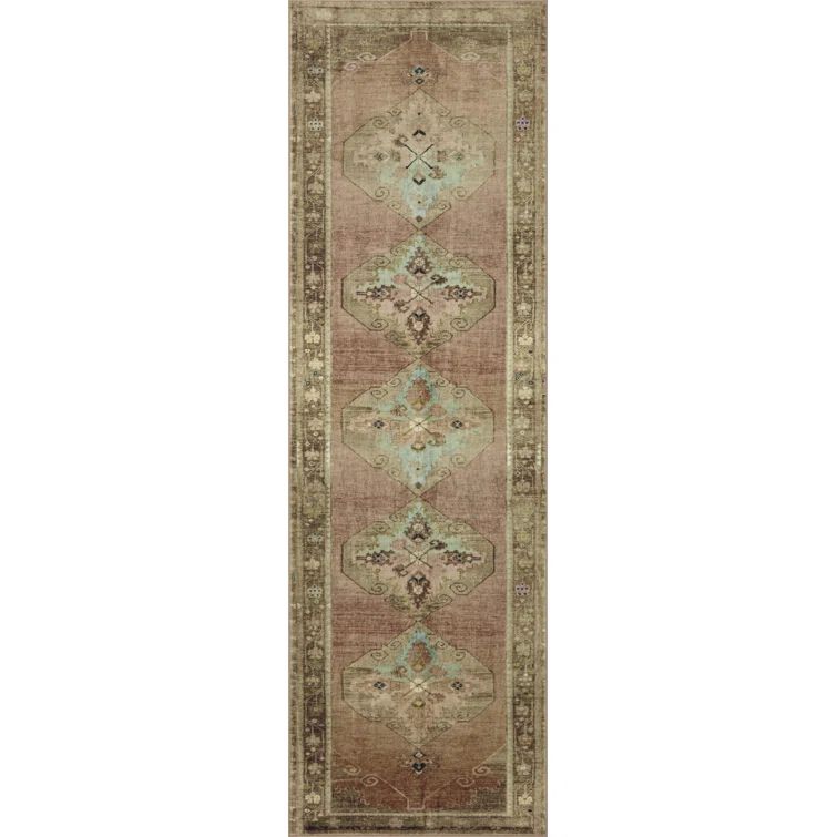 Sinclair Clay Tobacco Polyester Runner Rug 2'3" x 7'6"