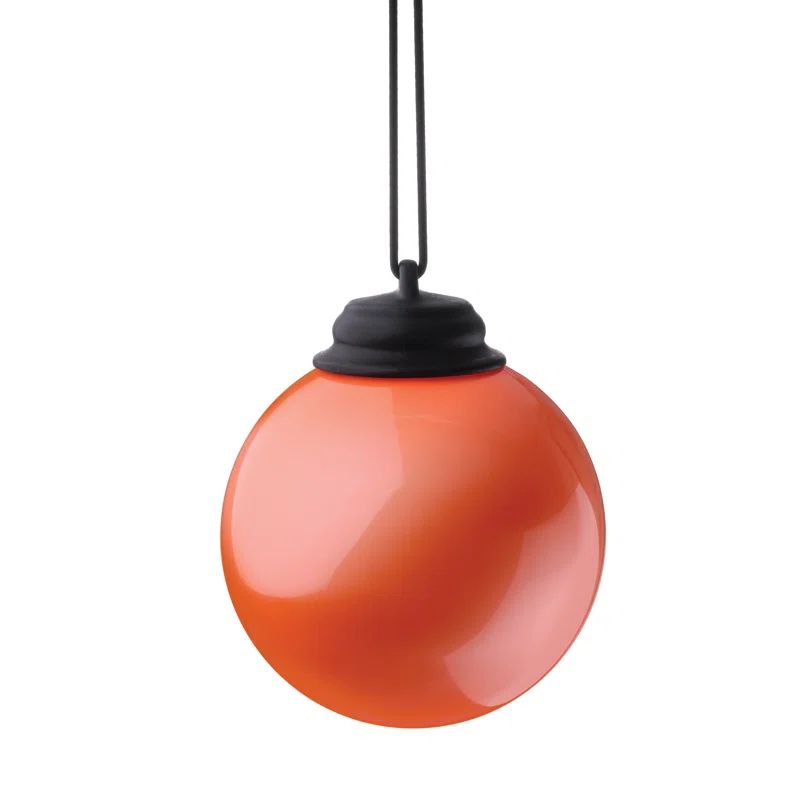 5'' Orange Outdoor Battery-Powered Globe Pendant Light