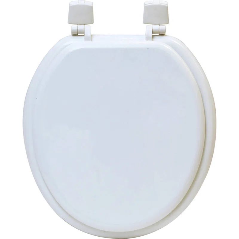 White Round Molded Wood Toilet Seat with Lid