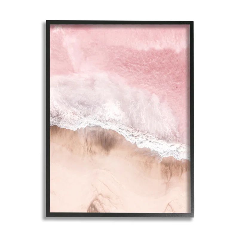 Pink and White Coastal Landscape Framed Canvas Print, 11 x 14