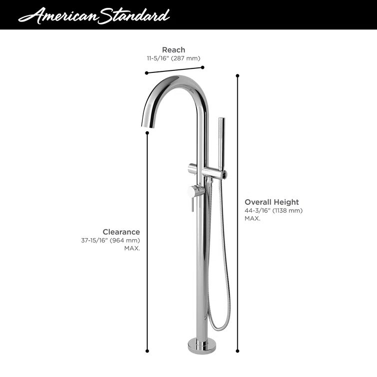 Brushed Nickel Freestanding Tub Filler with Hand Shower