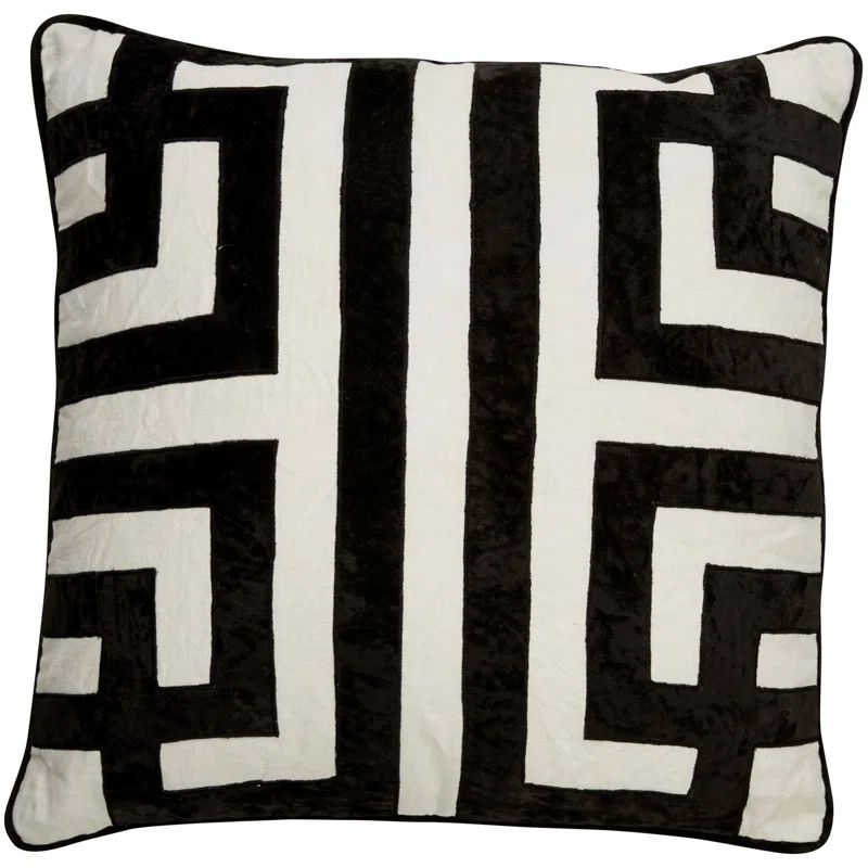 Sophisticated Gray and Beige Embroidered Linen Throw Pillow 22"