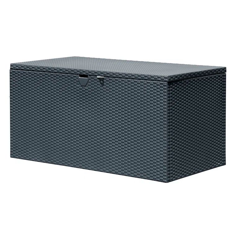 Large Charcoal Metal Wicker Lockable Deck Box