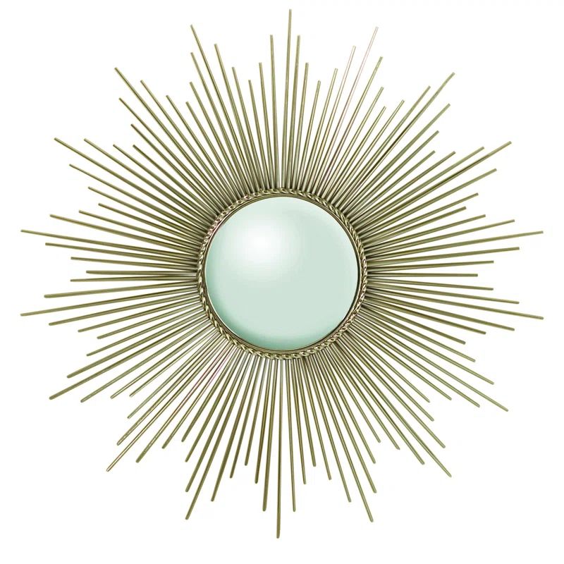 Elegant Round Sunburst Wall Mirror in Nickel Finish