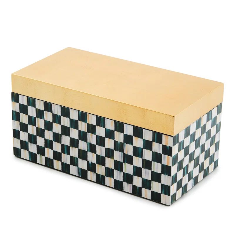 Large Black, White, and Gold Lacquer Lidded Box