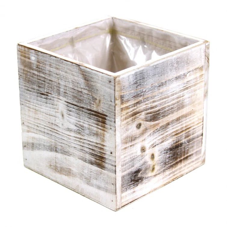 Distressed White Wood Cube Vase Set for Floral Arrangements