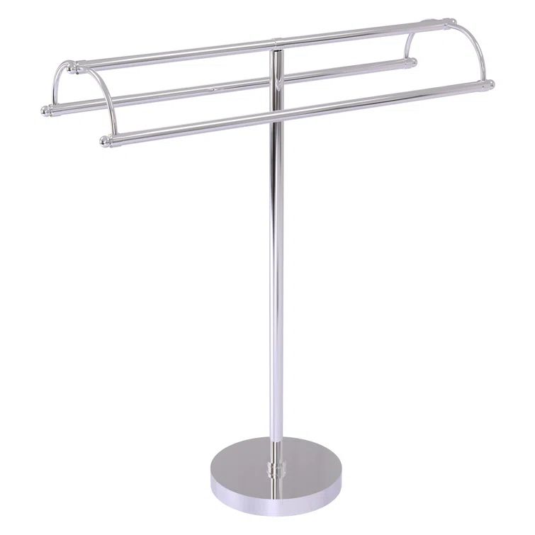Polished Chrome Double Arm Freestanding Towel Stand