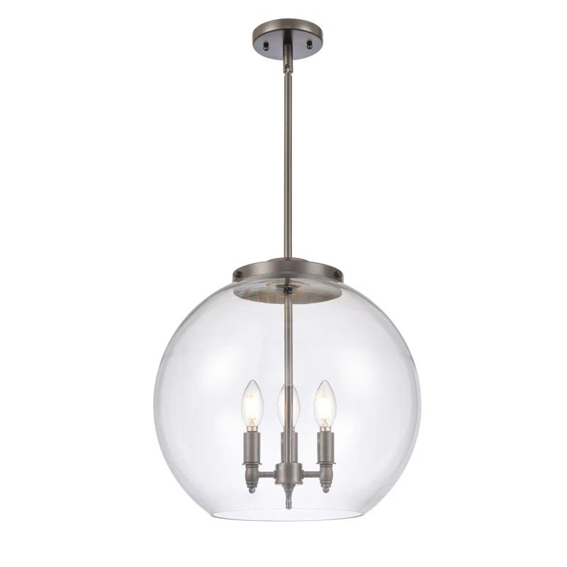 Athens 3-Light Clear Glass Bronze Pendant