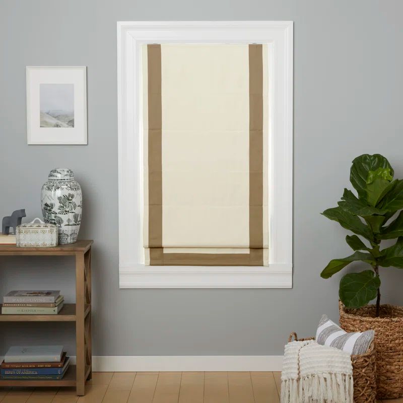 Natural Taupe Cordless Blackout Roman Fabric Shade, 31" x 64"