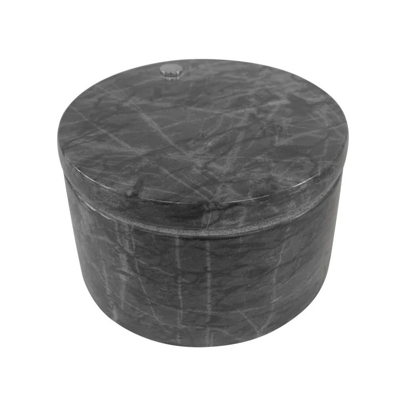 Elegant Black Marble Double Salt Cellar for Kitchen Seasoning Storage