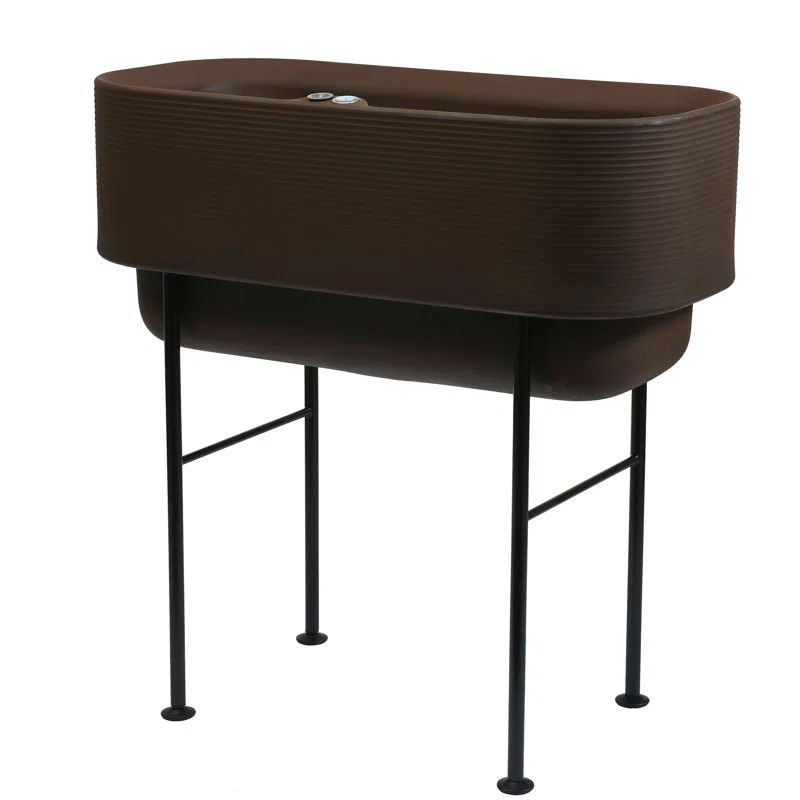 Large Bark Plastic Elevated Planter with Steel Legs