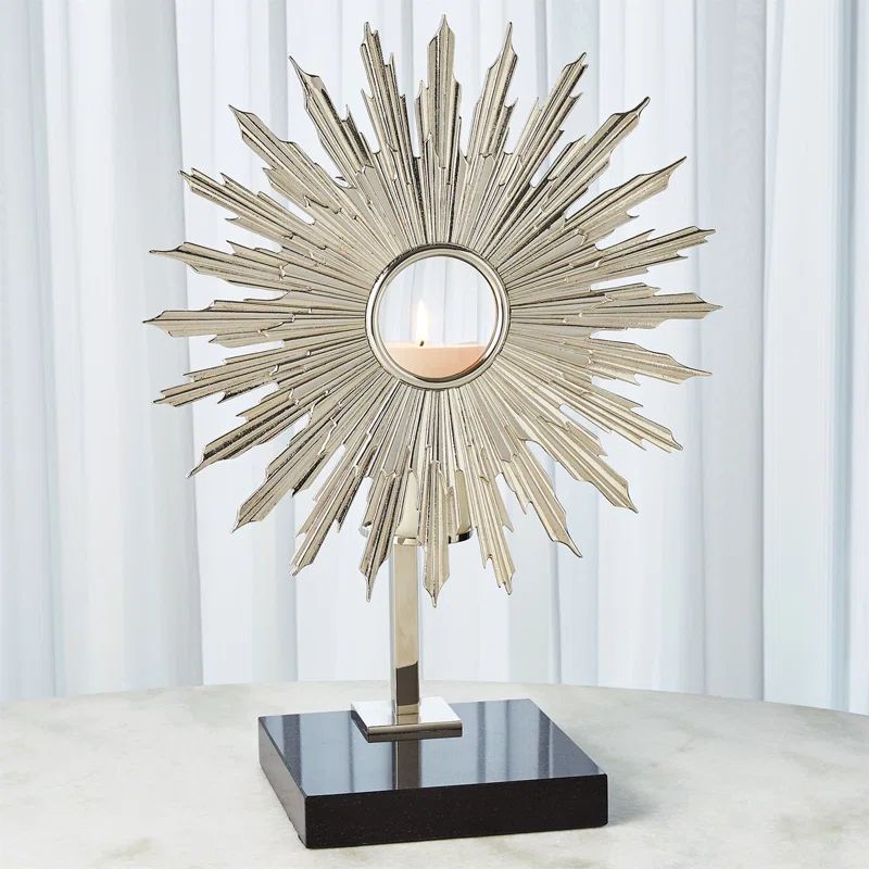 Lumiere Baroque Inspired Brass Candle Holder with Magnifying Lens