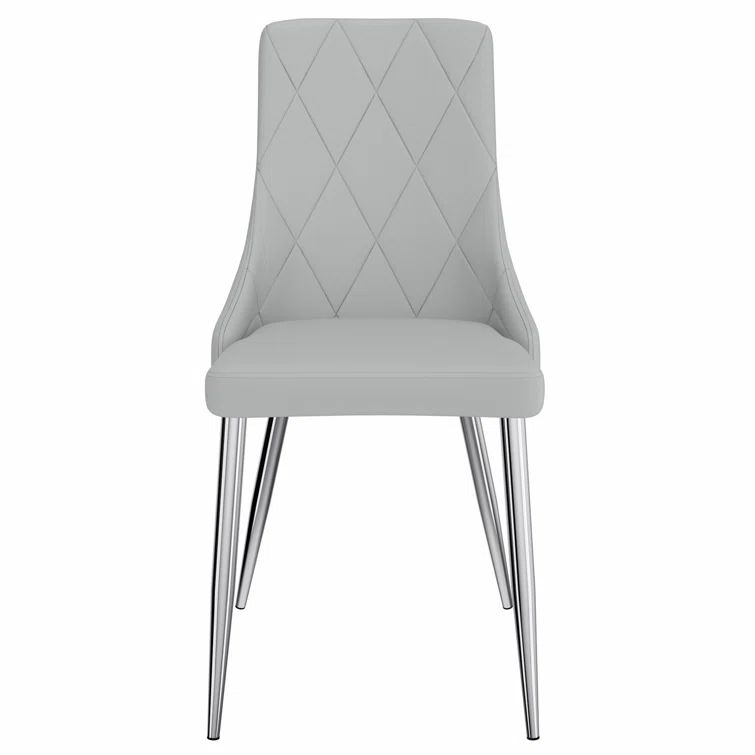 Light Grey Faux Leather Upholstered Wood Side Chair