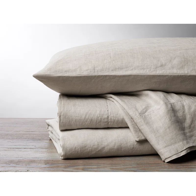 Queen Natural Chambray Organic Cotton Percale Sheet Set