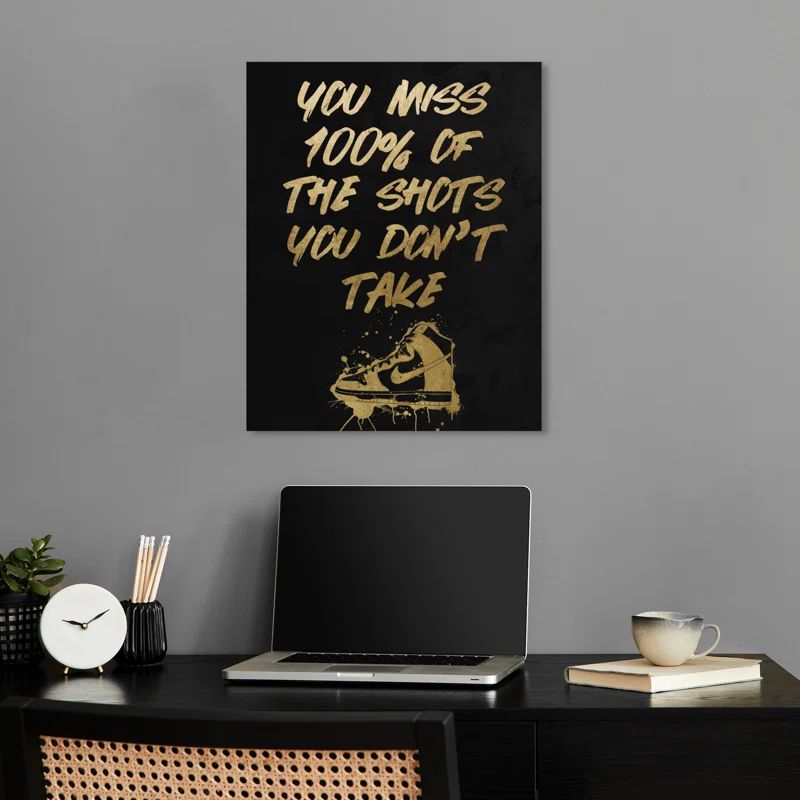 Gold and Black Motivational Quote Canvas Wall Art