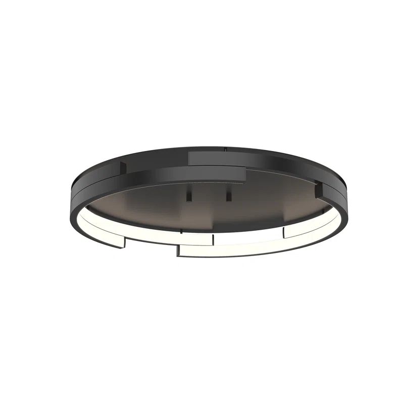 Anello Minor 19" Black LED Flush Mount with Brushed Nickel