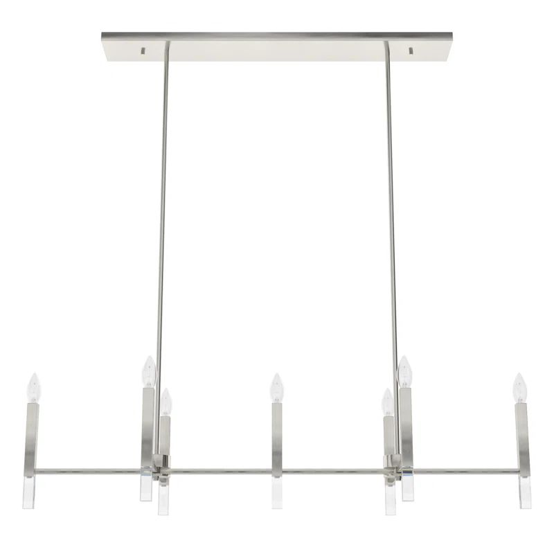 Sunjai Brushed Nickel 7-Light Linear Candlestick Chandelier
