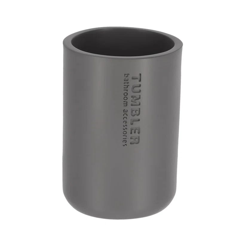 Modern Matte Gray Polyresin Bathroom Tumbler Toothbrush Holder