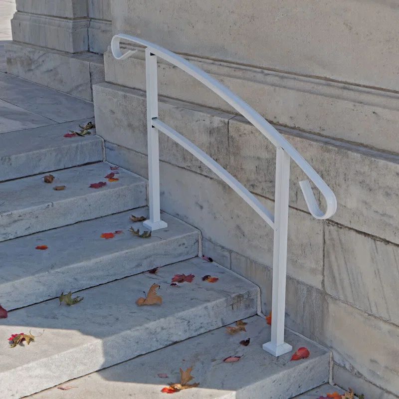 White Aluminum 4-Step Handrail Kit for Stairs and Porches