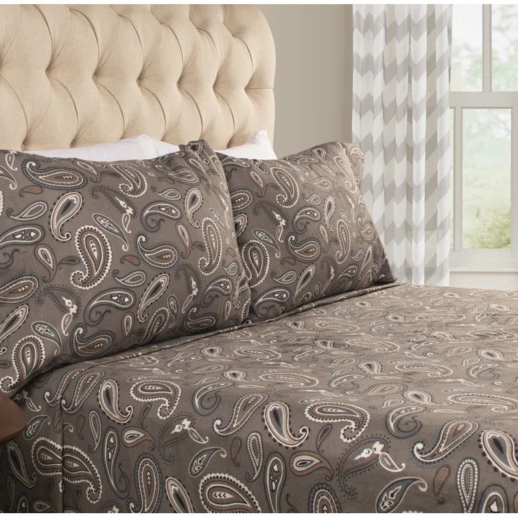 Full Gray Cotton Flannel Deep Pocket Sheet Set