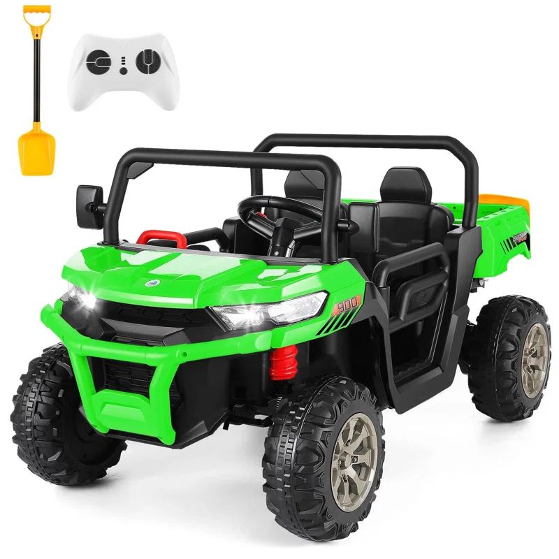24V Green 2-Seater Kids Ride-On Dump Truck with Remote Control