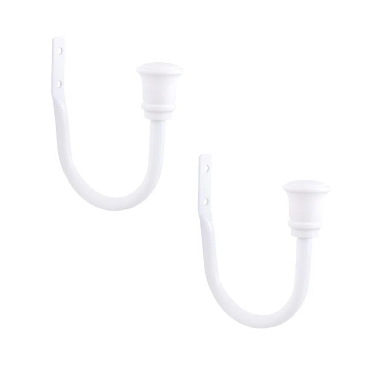 White Metal Trumpet Cap End Curtain Holdback Set