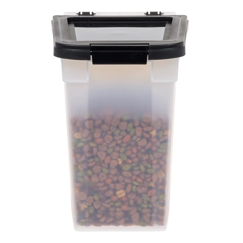 Clear Black Airtight Plastic Pet Food Storage Container