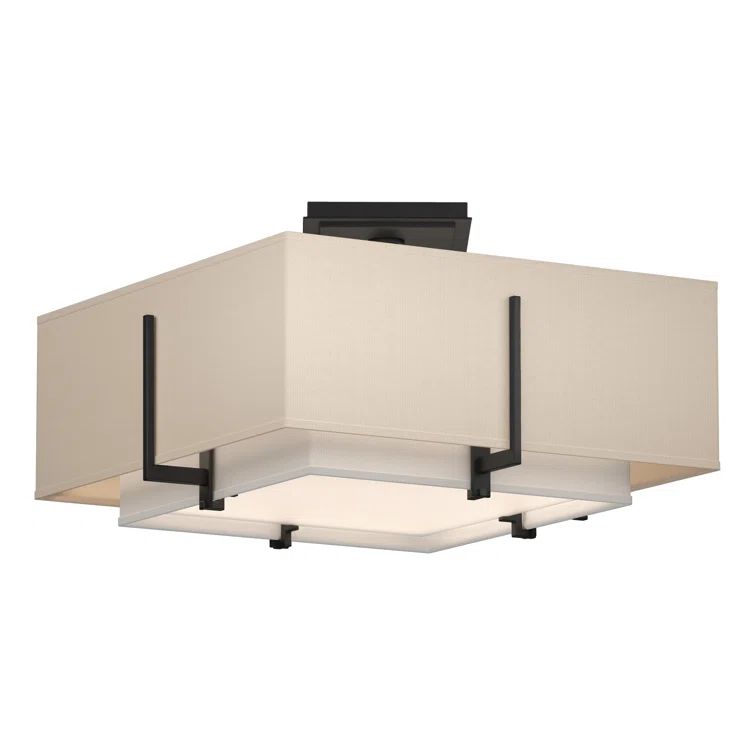 Black and Natural Anna Glass 2-Light Semi-Flush Mount