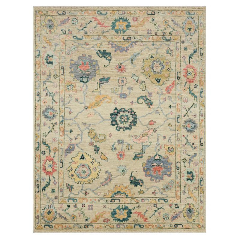 Hand-knotted Cream Abstract Wool 9' x 12' Area Rug