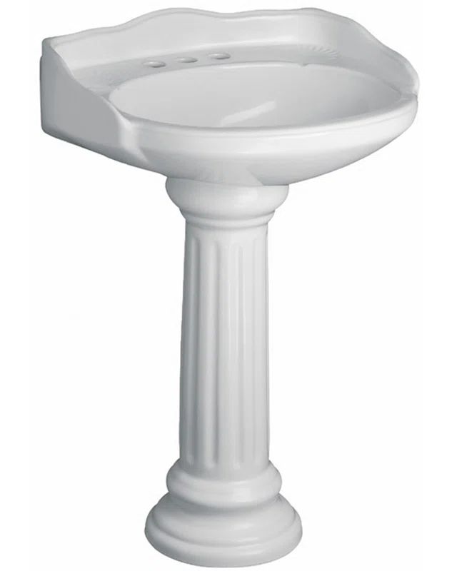 Victoria 26" White Ceramic Pedestal Bathroom Sink with Overflow
