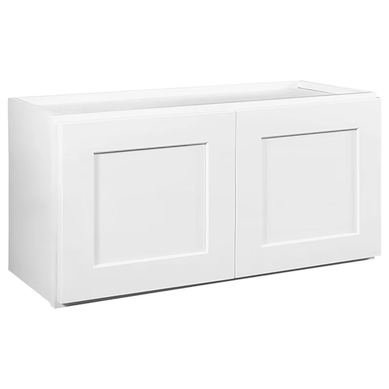 White Shaker Style Wall Cabinet with Solid Wood Frame