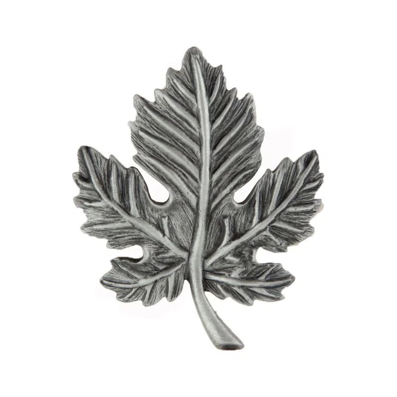 Antique Pewter Leaf Cabinet Knob with Mounting Hardware