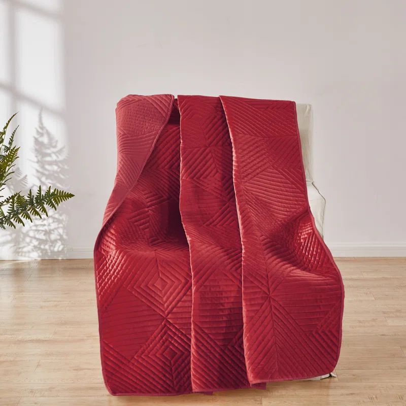 Riviera Red Velvet Quilted Throw Blanket, 50x60 inches
