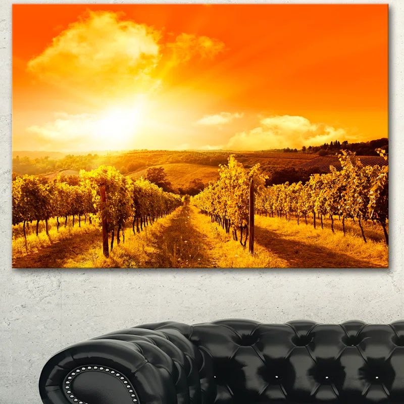Scenic Sunset Road Orange Landscape Canvas Print
