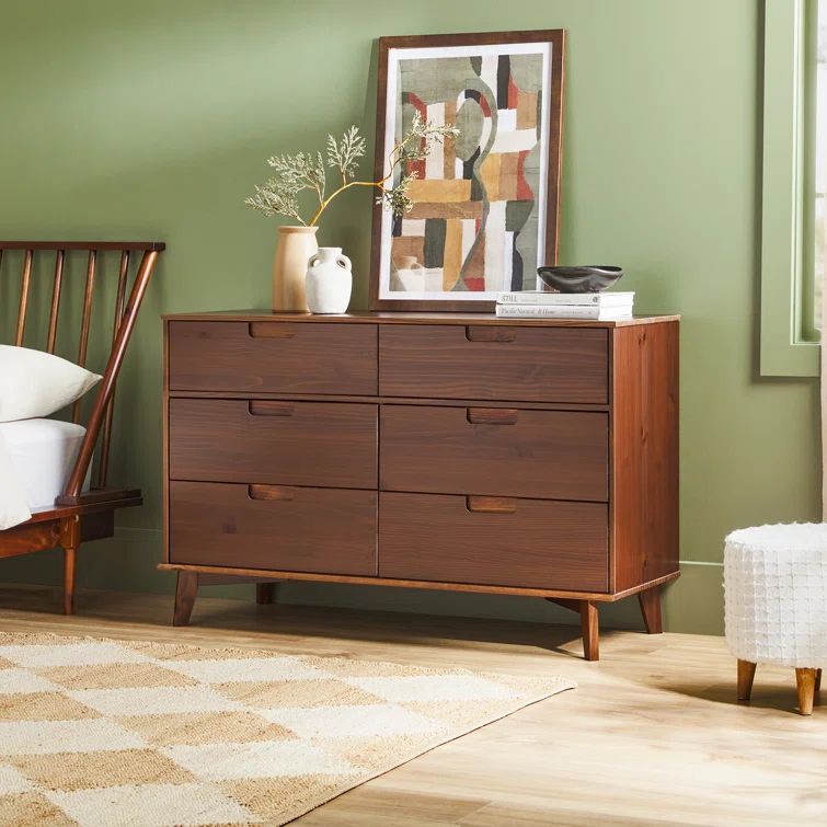 Mid-Century Modern Walnut Dresser with Deep Storage Drawers