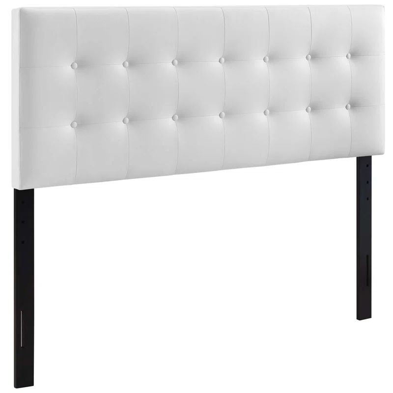 Emily White Faux Leather Tufted Full Headboard