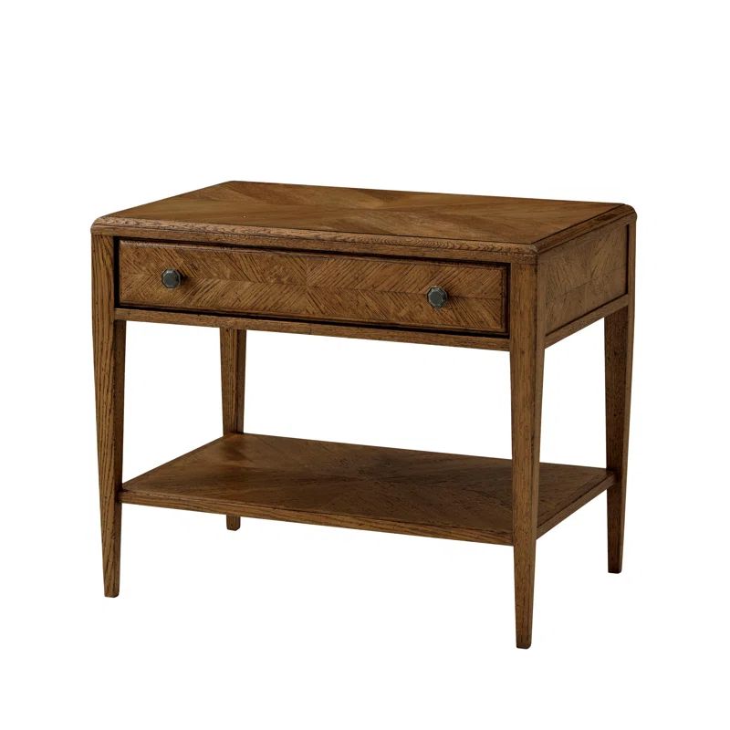 Dusk Oak and Bronze Rectangular End Table with Storage