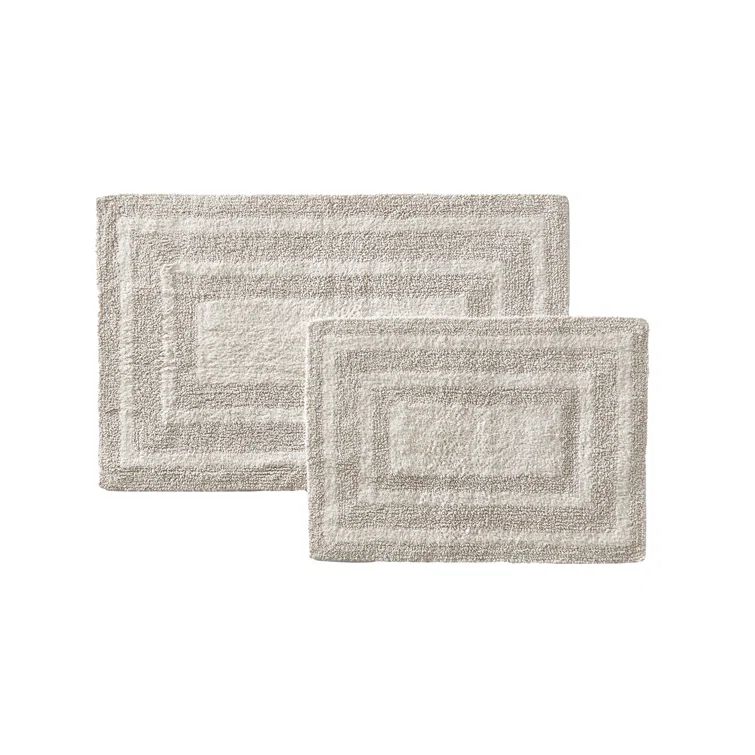 Logan Pastel Grey Cotton Tufted Bath Rug Set