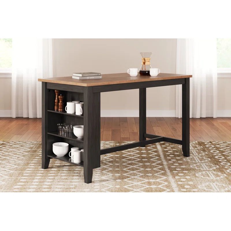 Beige and Brown Reclaimed Wood Counter Height Dining Table