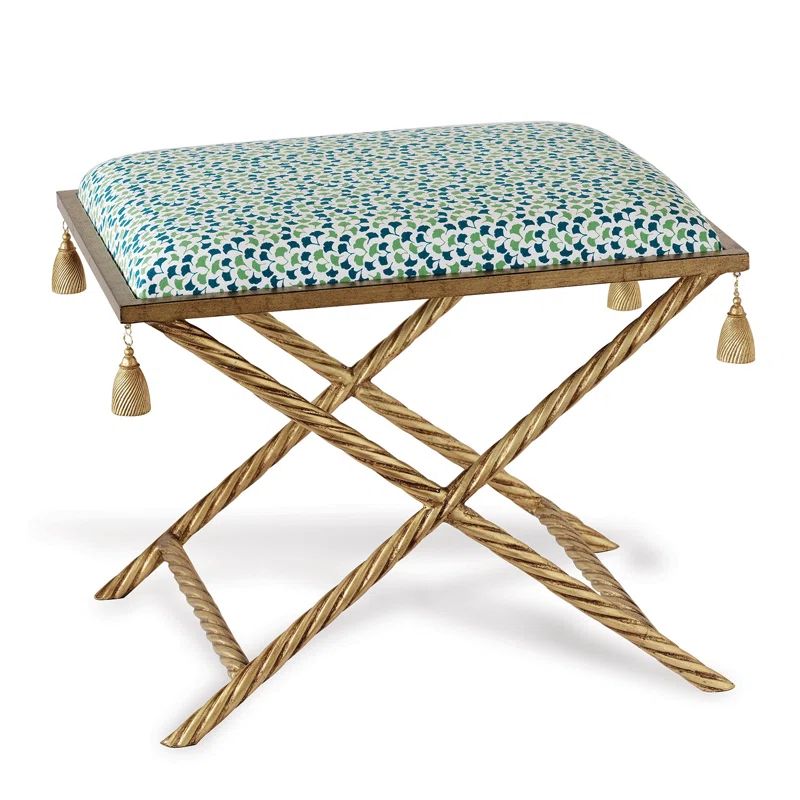 Madcap Cottage Gold Leaf Cross Base Accent Stool