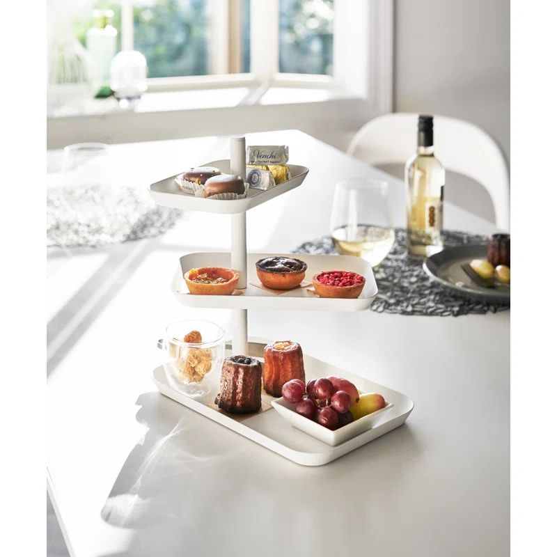 White Steel 3-Tier Minimalist Serving Stand
