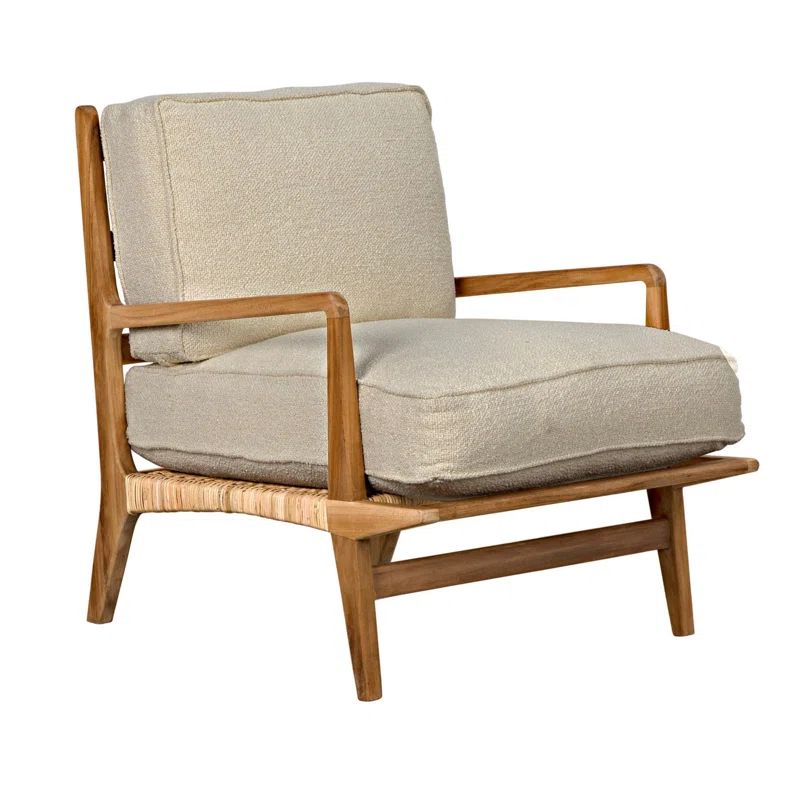 Allister Off-White Teak Handcrafted Upholstered Armchair