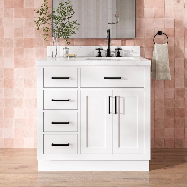 Hepburn 36" White Hardwood Freestanding Single Vanity with Quartz Top