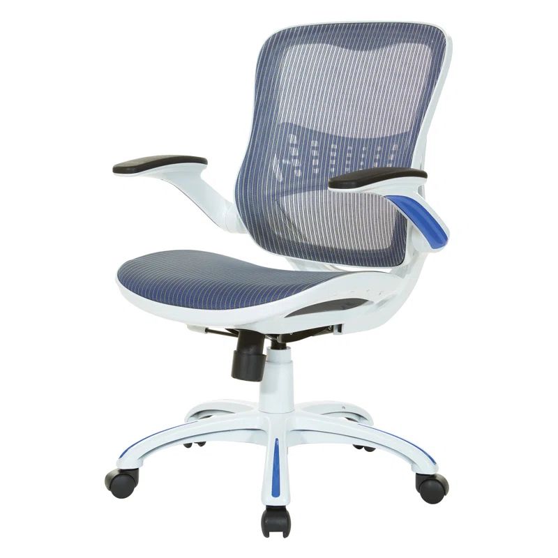 White and Gray Mesh Adjustable Swivel Office Chair