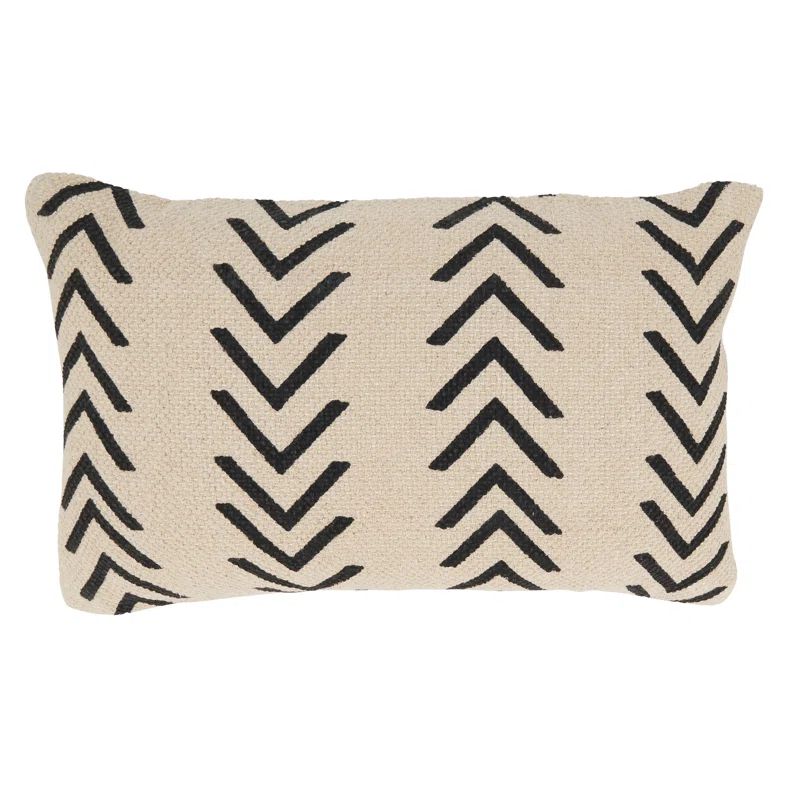 Natural Chevron Pattern Cotton Lumbar Throw Pillow