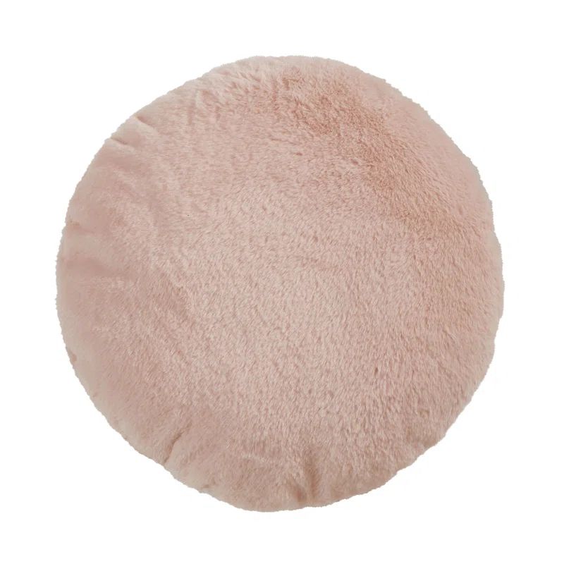 Oatmeal Round Faux Rabbit Fur Throw Pillow Set