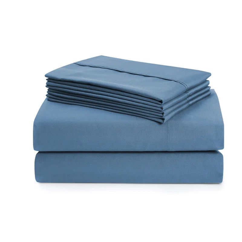 Twin Size Denim Blue Microfiber Sheet Set with Extra Pillowcases