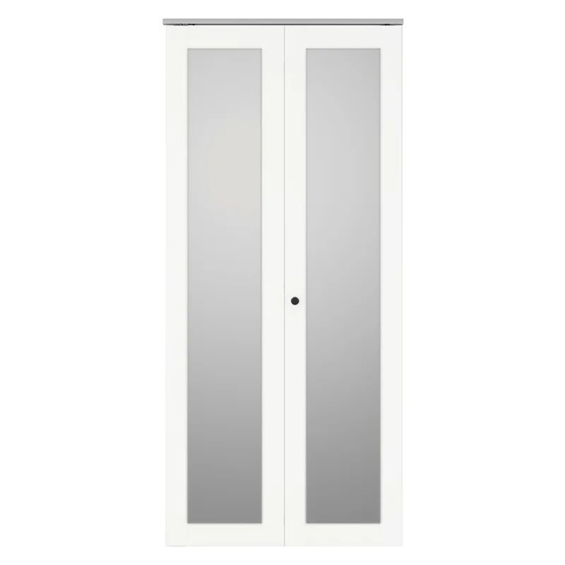 White Frosted Glass MDF Bifold Door with Stainless Steel Hardware